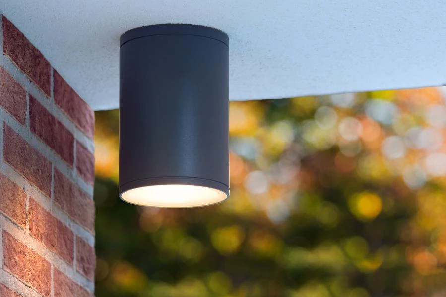 Lucide TUBIX - Ceiling spotlight Outdoor - Ø 10,8 cm - 1xE27 - IP54 - Anthracite - ambiance 1